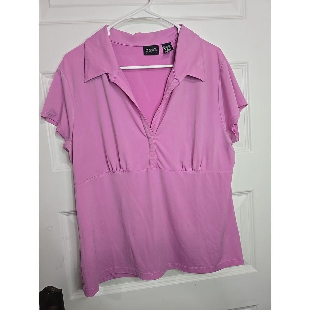 New York Company Sleeveless Top Women Size XL Pink Collared Shirt
